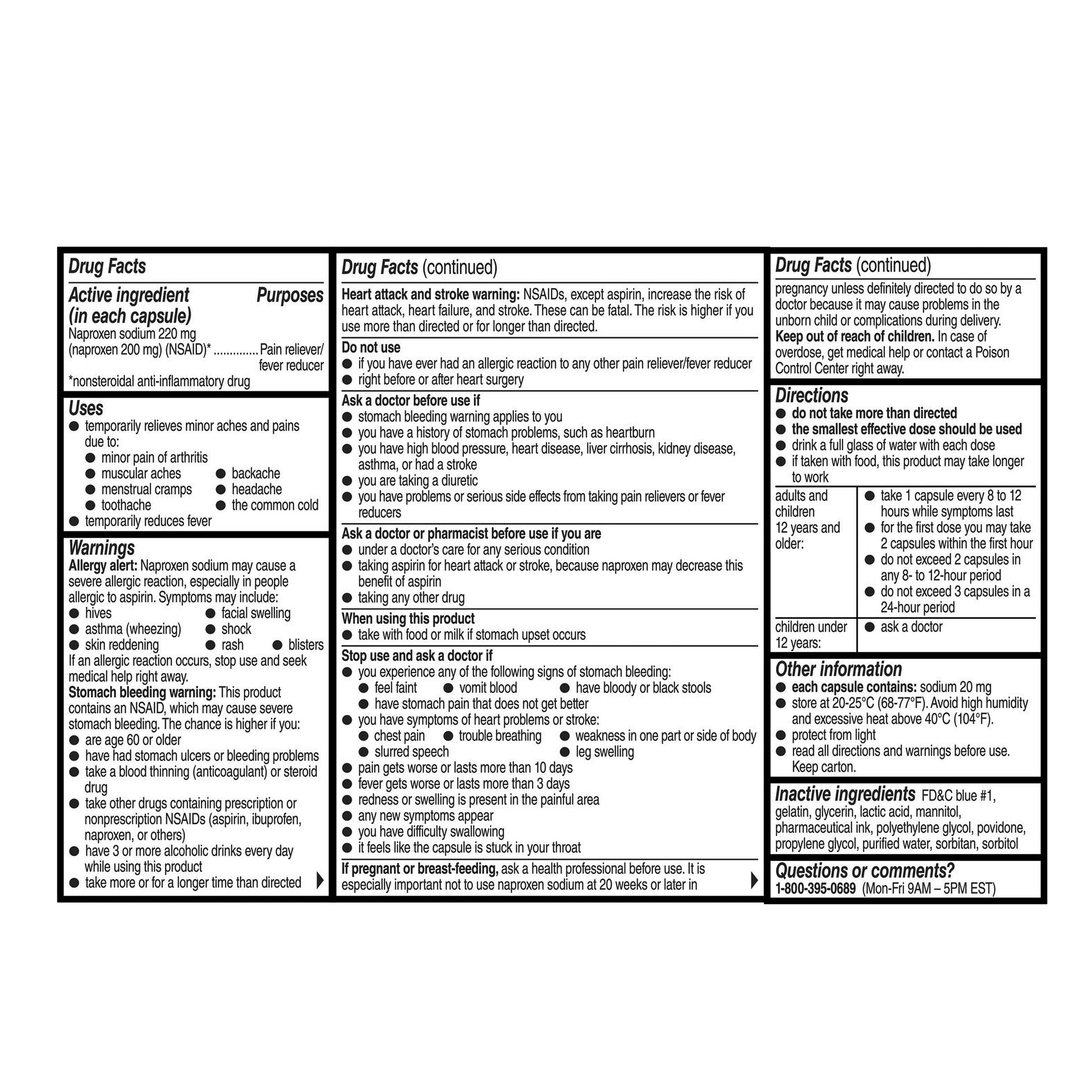 Naproxen Sodium 220 Mg. Pain Reliever/Fever Reducer, 160 Liquid Gels